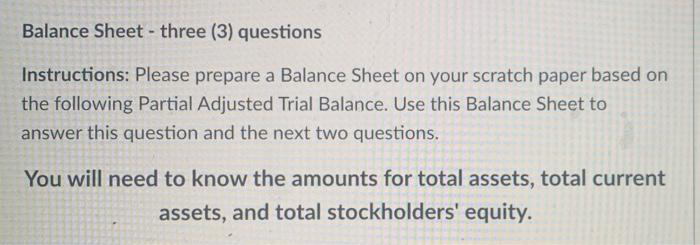 Solved Balance Sheet - three (3) questions Instructions: | Chegg.com