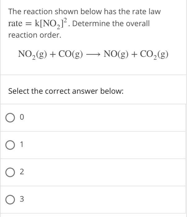 Solved The Reaction Shown Below Has The Rate Law Rate = | Chegg.com