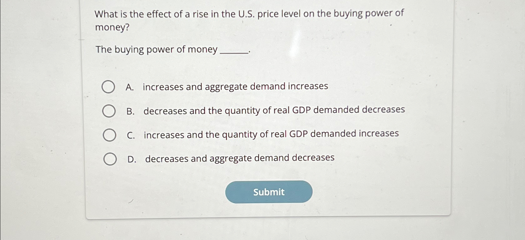 Solved What is the effect of a rise in the U.S. ﻿price level | Chegg.com