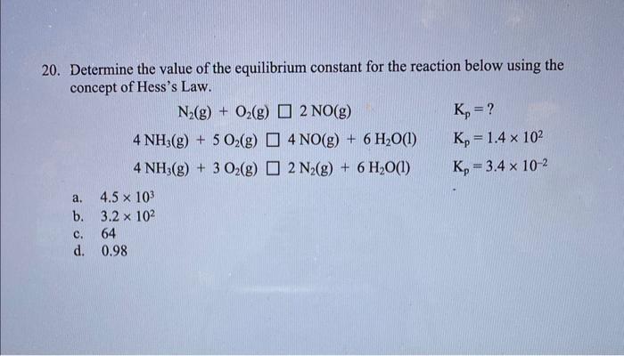 Solved llll the reaction has a value of K greater than 1 at