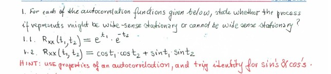 Solved 1. for each of the autocorrelation functions given | Chegg.com