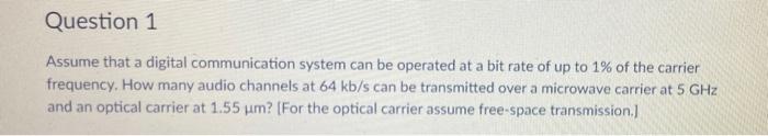 Solved Question 1 Assume that a digital communication system | Chegg.com