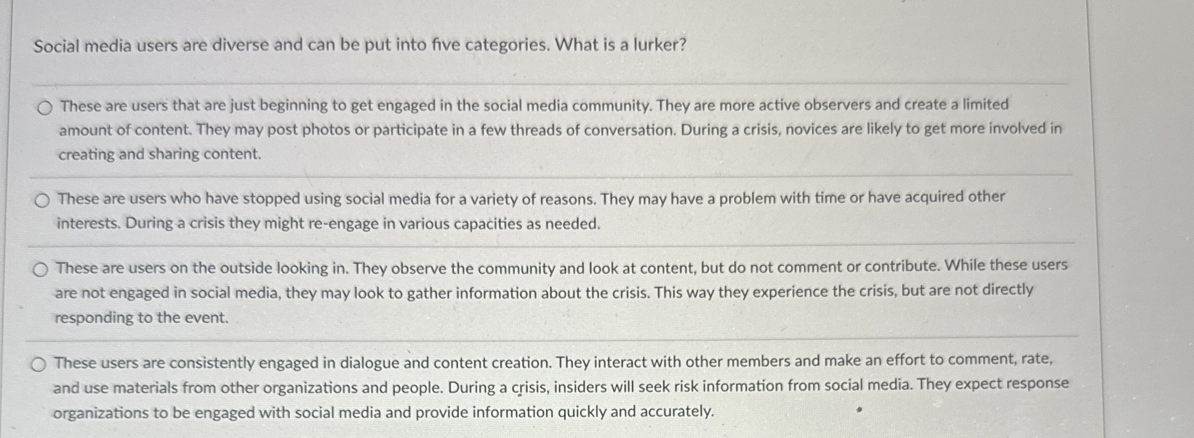 Solved Social media users are diverse and can be put into | Chegg.com