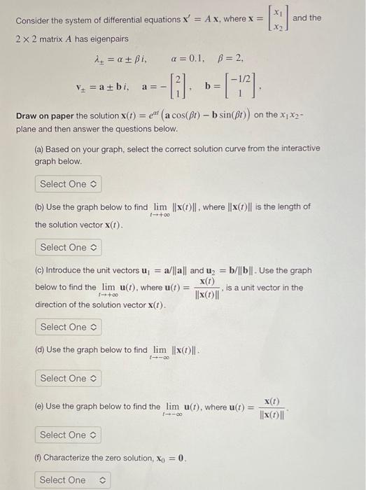 Solved Consider the system of differential equations x' = | Chegg.com