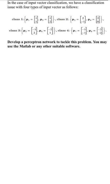 Solved In the case of input vector classification, we have a | Chegg.com