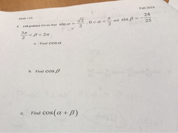 Solved 24 Given That Sina 2 0 Chegg Com