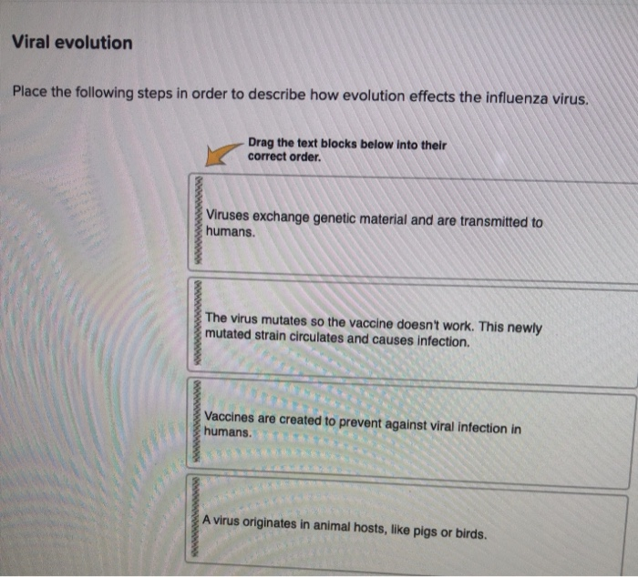 Solved Viral evolution Place the following steps in order to | Chegg.com