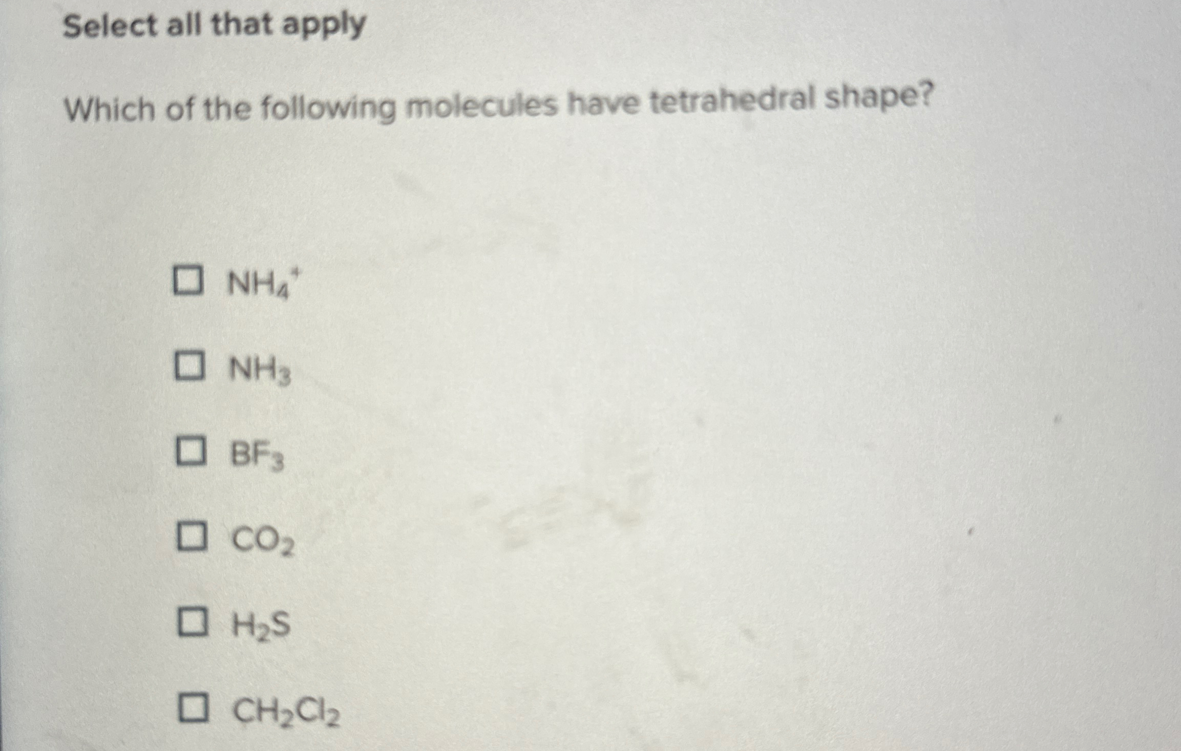 Solved Select all that applyWhich of the following molecules | Chegg.com