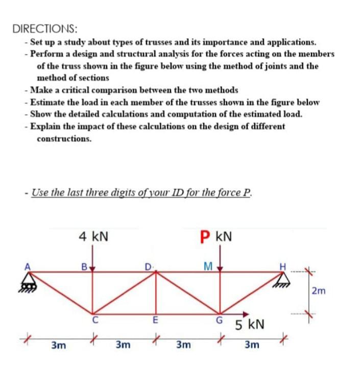 Solved DIRECTIONS: - Set up a study about types of trusses | Chegg.com