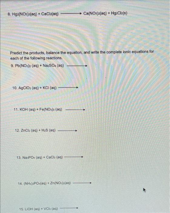 Solved Molecular, complete lonic equations: BALANCE the | Chegg.com