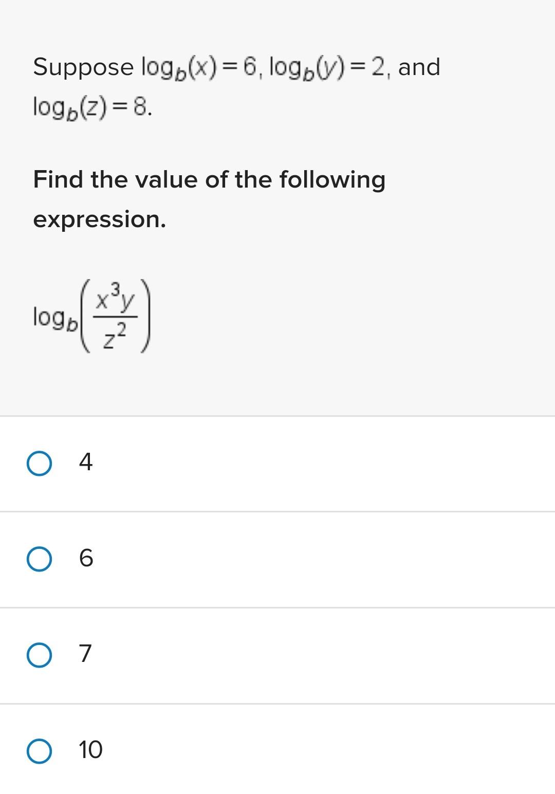 Solved Suppose Log Subscript B x 6 Log Subscript B y Chegg