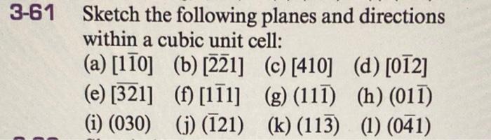 Solved 3-61 Sketch the following planes and directions | Chegg.com