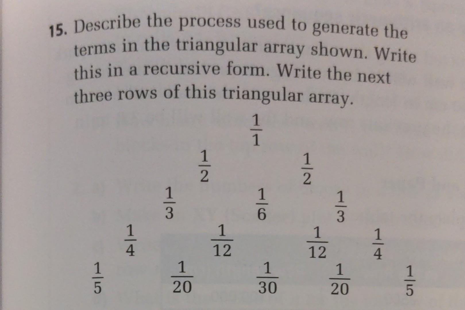 Solved 15. Describe the process used to generate the terms | Chegg.com