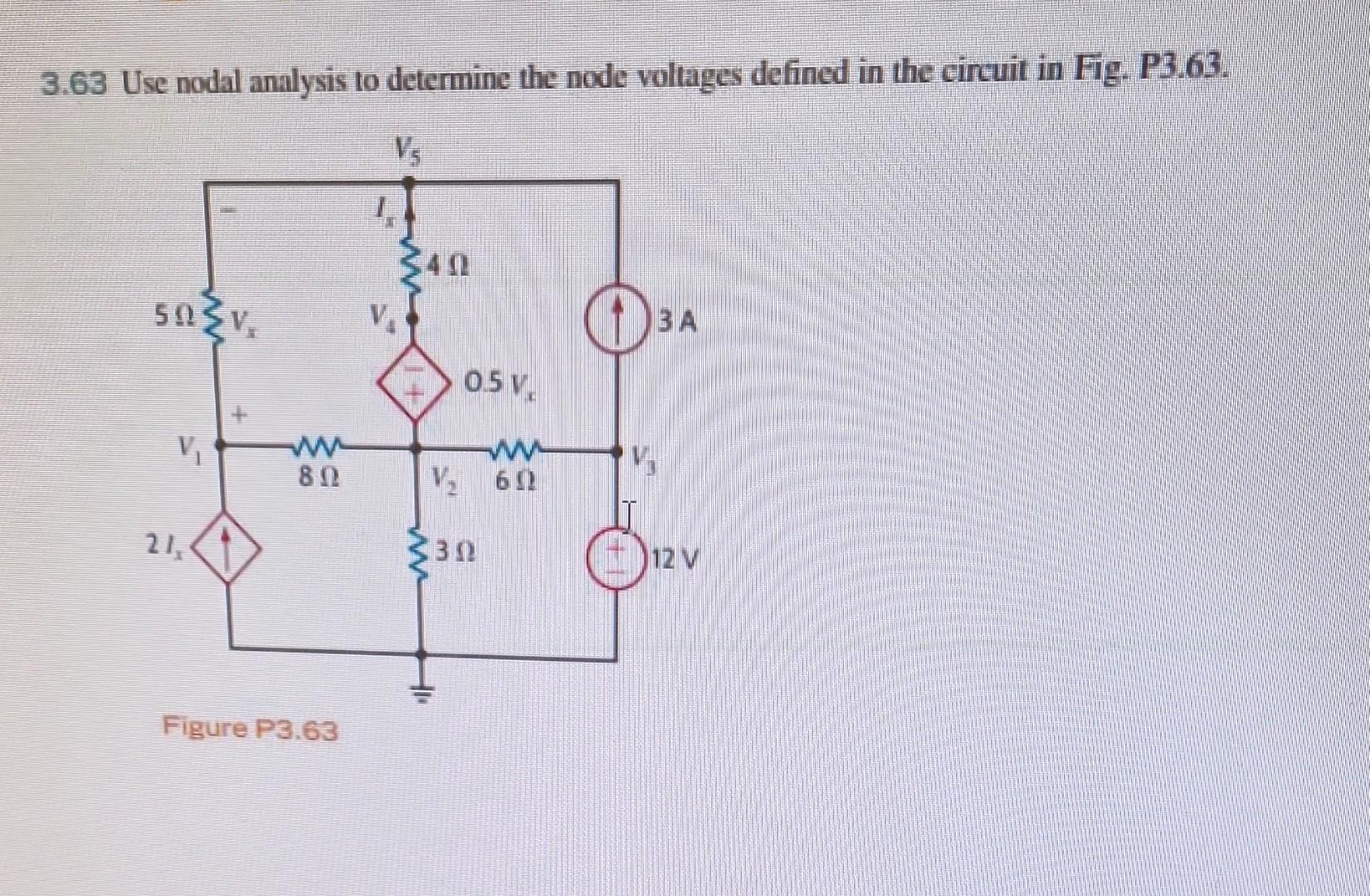 Solved 3.63 Use nodal analysis to determine the node volages | Chegg.com