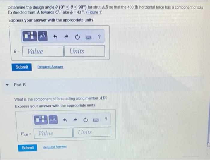 Solved 40 b A В Determine the design angle 0 (0º | Chegg.com