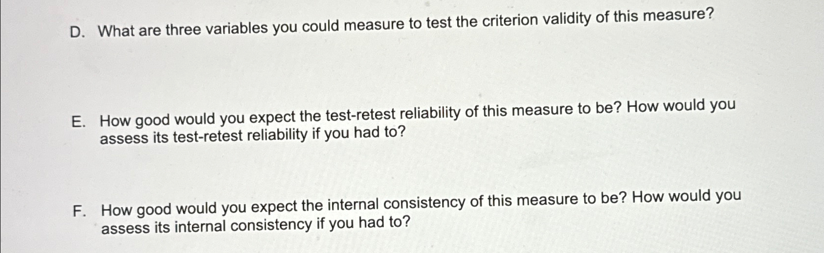 Solved D. ﻿What are three variables you could measure to | Chegg.com