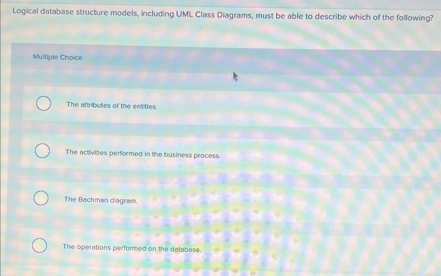 Solved Logical database structure models, including UML | Chegg.com