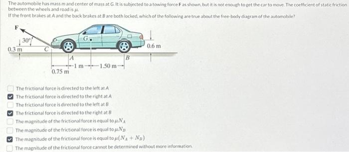 Solved The Automobile Has Mass M And Center Of Mass At G. It | Chegg.com