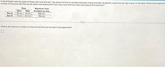 Solved What is the maximum number of mice and rats that can | Chegg.com