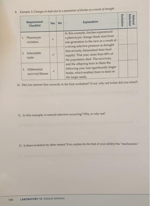 Solved EXERCISE 2. REQUIREMENTS FOR NATURAL SELECTION