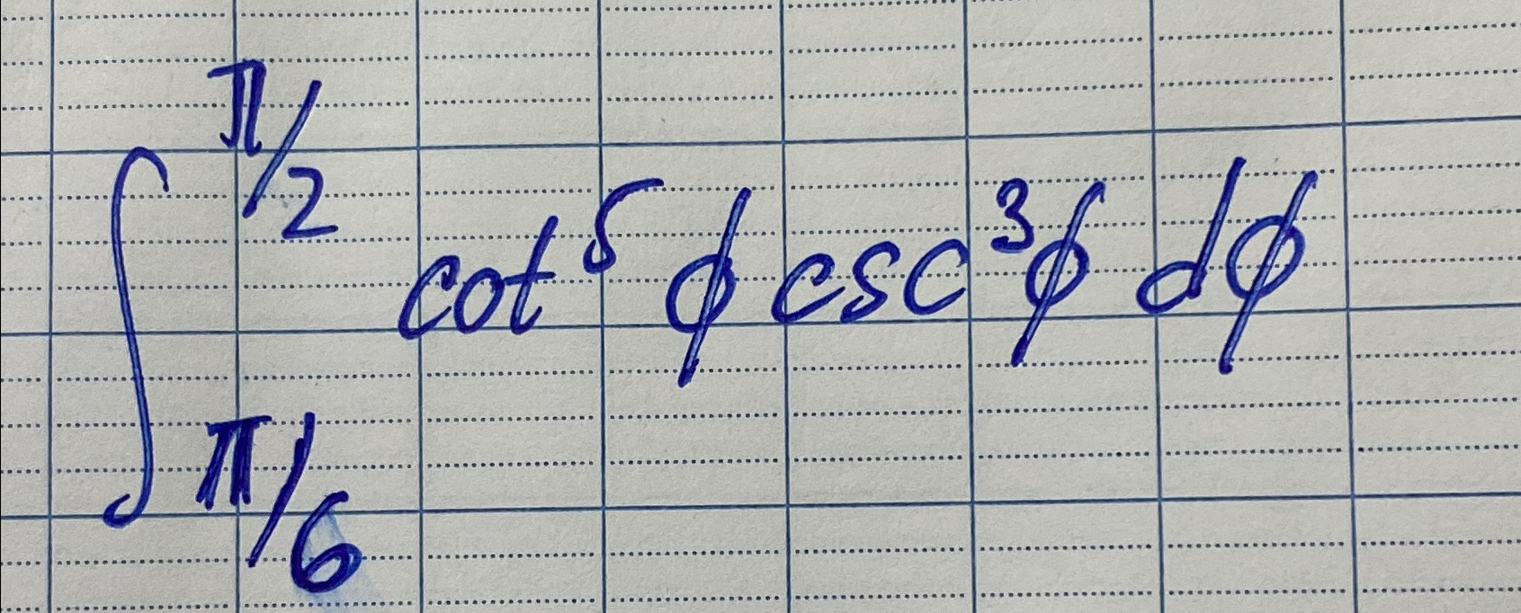 Solved ∫π6π2cot5φcsc3φdφ | Chegg.com