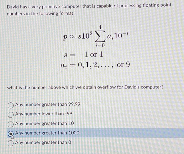 Solved David has a very primitive computer that is capable | Chegg.com