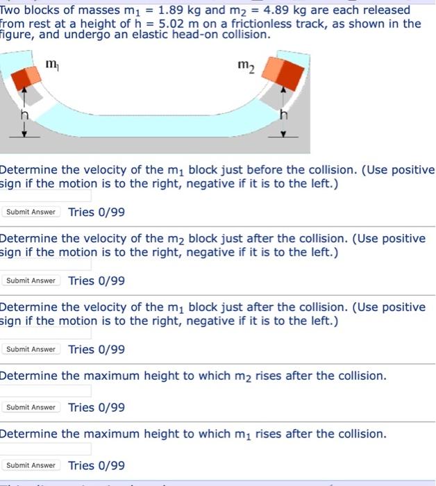 Solved Two Blocks Of Masses M1 = 1.89 Kg And M2 = 4.89 Kg | Chegg.com