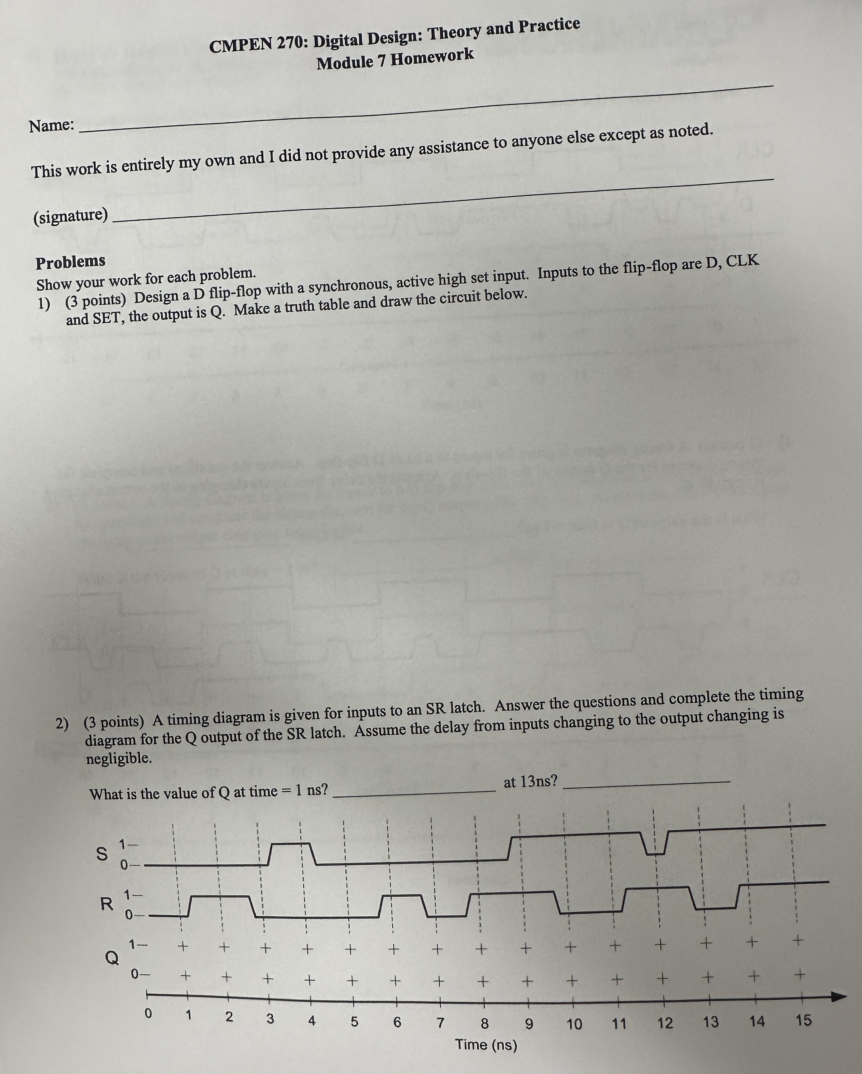 Solved CMPEN 270: Digital Design: Theory and Practice Module | Chegg.com
