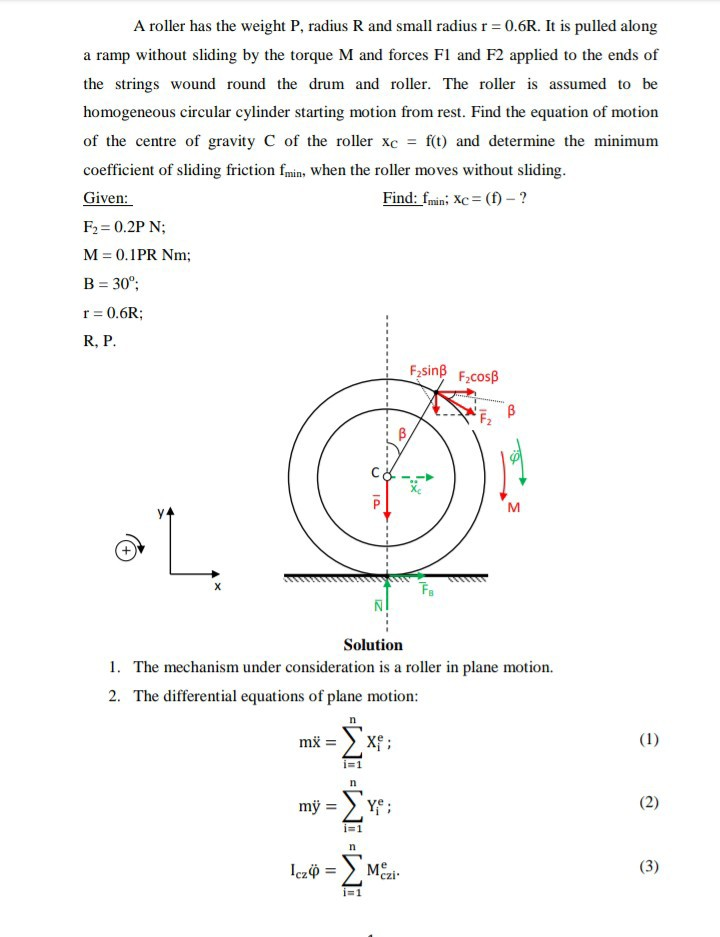 Solved PLANE MOTION OF A RIGID BODY A roller has the weight | Chegg.com