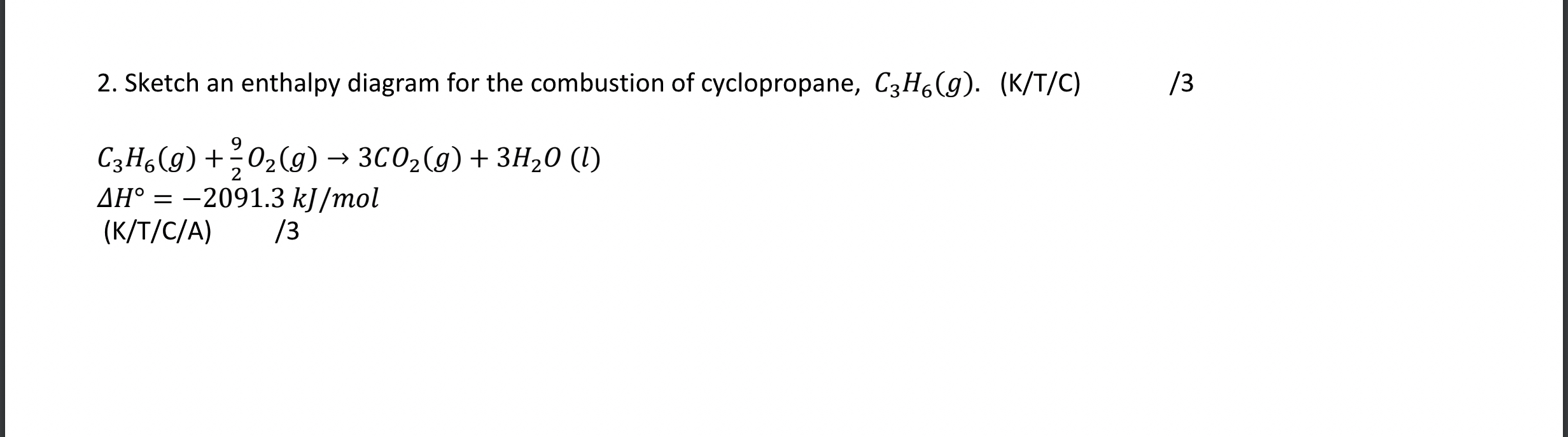 Solved Sketch an enthalpy diagram for the combustion of | Chegg.com