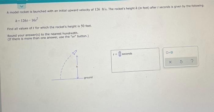 Solved A model rocket is launched with an initial upward | Chegg.com