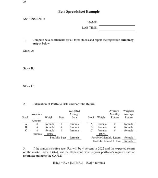 Solved 1. Compute beta coefficients for all three stocks and | Chegg.com