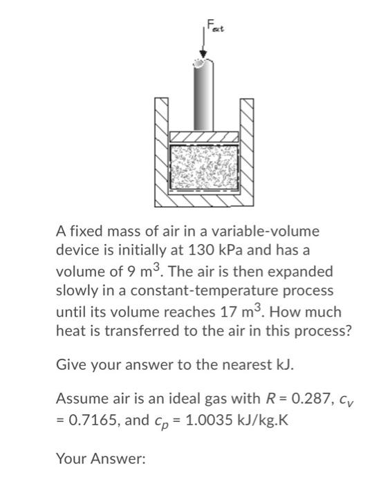 Solved A fixed mass of air in a variable-volumedevice is | Chegg.com