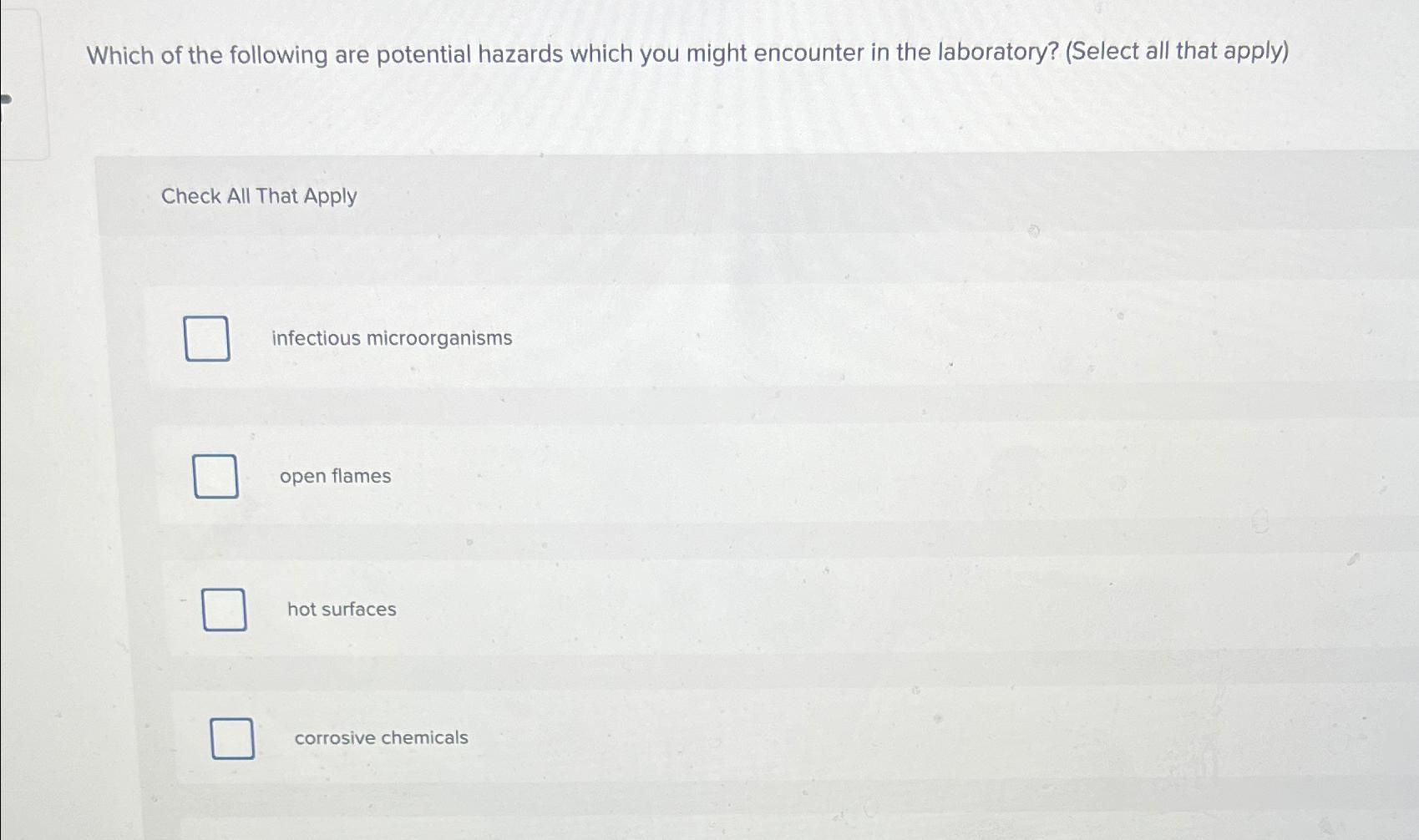 Solved Which of the following are potential hazards which | Chegg.com