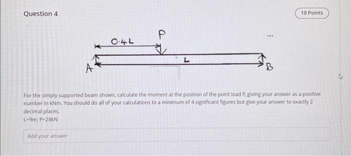 Solved Question 4 10 Points For the simply supported beam | Chegg.com