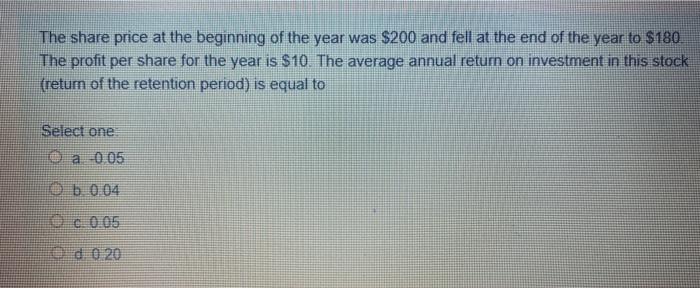 solved-the-share-price-at-the-beginning-of-the-year-was-200-chegg