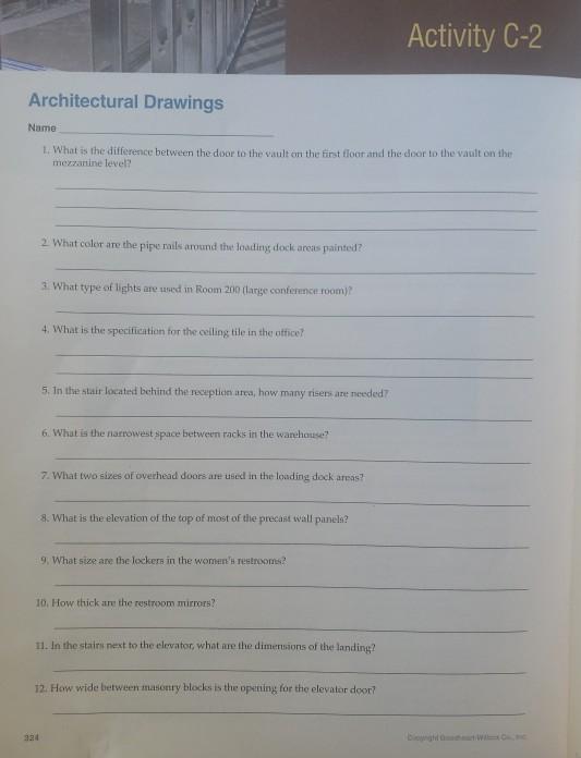 Activity C 2 Architectural Drawings Name 1 What Is Chegg 