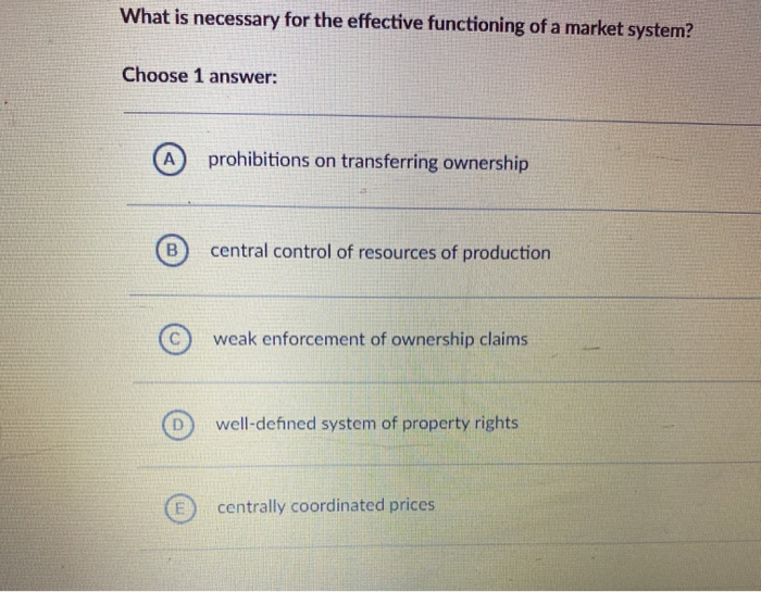 What Is Necessary For The Effective Functioning Of A Market System