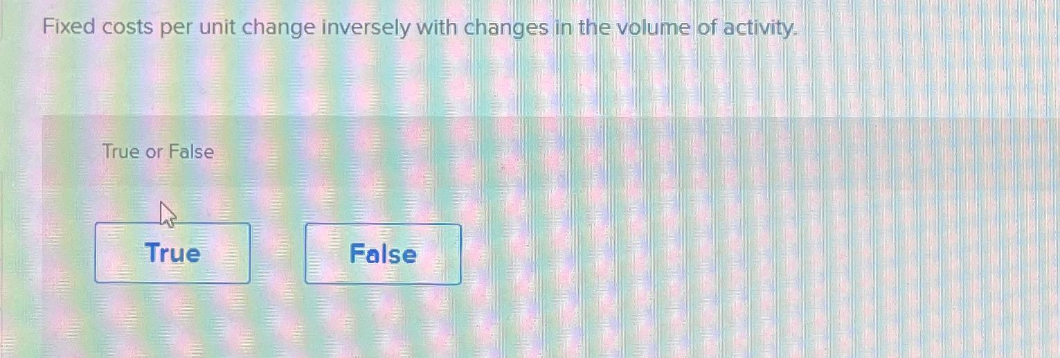 Solved Fixed costs per unit change inversely with changes in