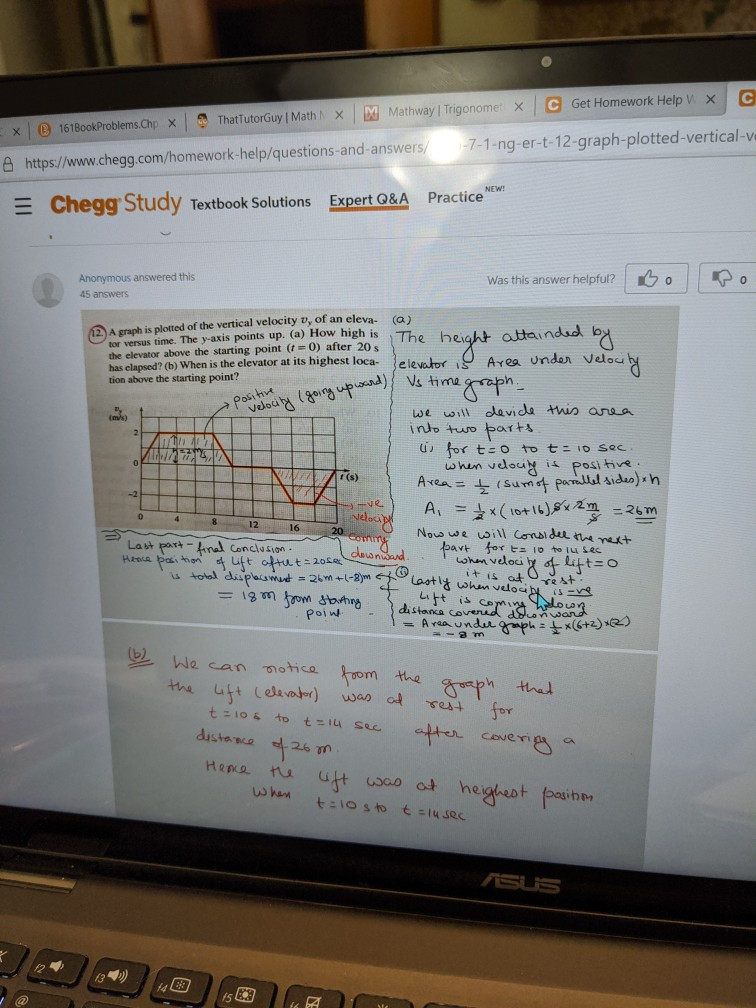Solved 12. A graph is plotted of the vertical velocity vy of | Chegg.com