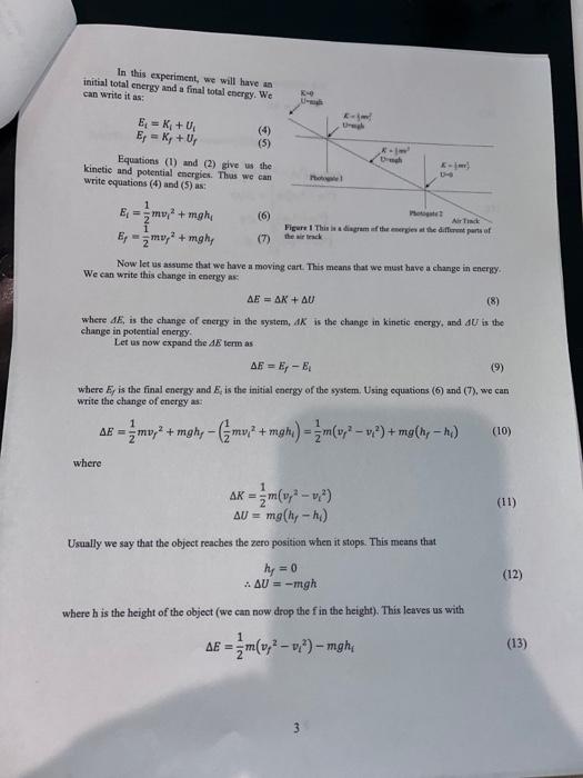 Solved DATA SHEET CONSERVATION OF ENERGY 4.1 EXPERIMENT 4 | Chegg.com