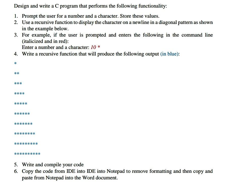Solved Design and write a C program that performs the | Chegg.com