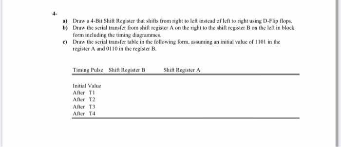 Solved 4- a) Draw a 4-Bit Shift Register that shifts from | Chegg.com