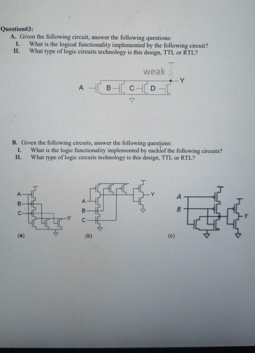 Solved Question#3: A. Given the following circuit, answer | Chegg.com
