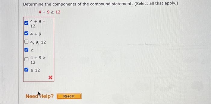 Solved Determine the components of the compound statement. | Chegg.com
