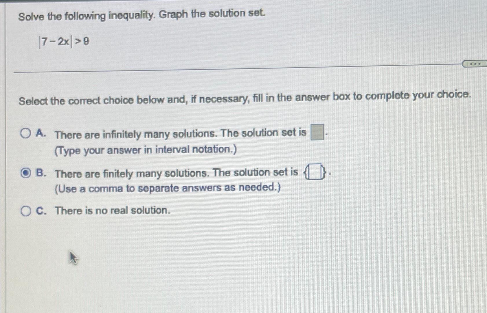 Solved Solve The Following Inequality. Graph The Solution | Chegg.com