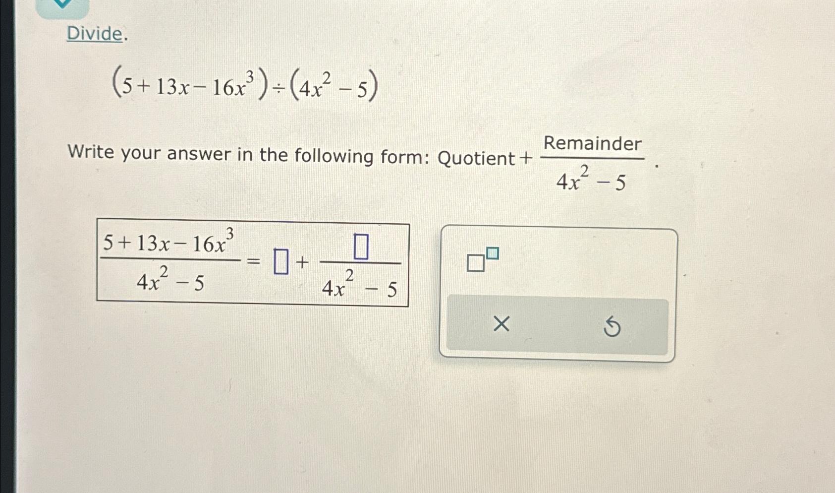 5 13 16 x 2