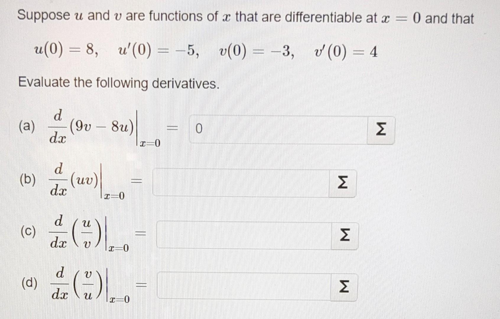 Solved Suppose U And V Are Functions Of X That Are | Chegg.com