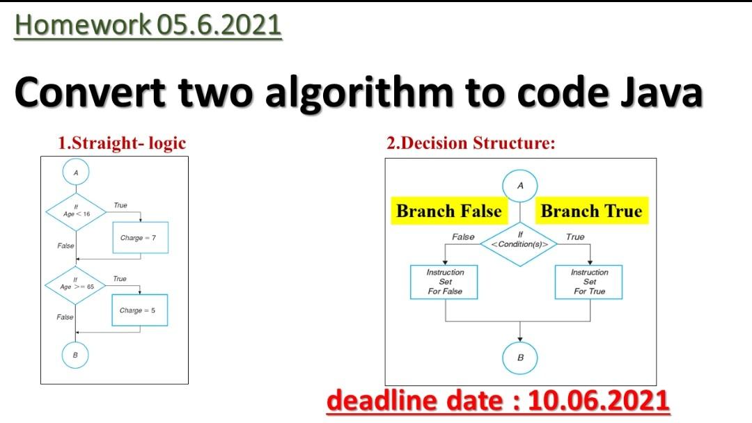 Solved Homework 05.6.2021 Convert two algorithm to code Java | Chegg.com
