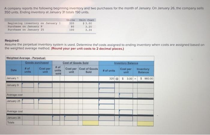 Solved A company reports the following beginning inventory | Chegg.com